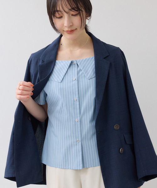 VIS（ビス）の「オフショルライクハーフスリーブブラウス/イージーケア（シャツ/ブラウス・レディース・ブラウン系その他/ブルー系その他4/ホワイト系その他・FREE）」の20枚目の写真
