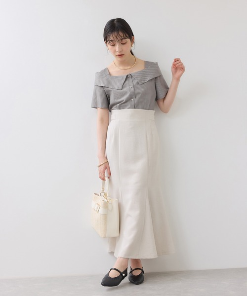 VIS（ビス）の「オフショルライクハーフスリーブブラウス/イージーケア（シャツ/ブラウス・レディース・ブラウン系その他/ブルー系その他4/ホワイト系その他・FREE）」の14枚目の写真