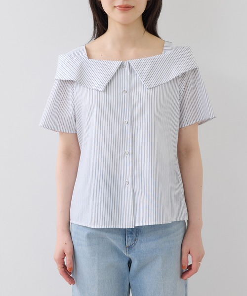 VIS（ビス）の「オフショルライクハーフスリーブブラウス/イージーケア（シャツ/ブラウス・レディース・ブラウン系その他/ブルー系その他4/ホワイト系その他・FREE）」の13枚目の写真