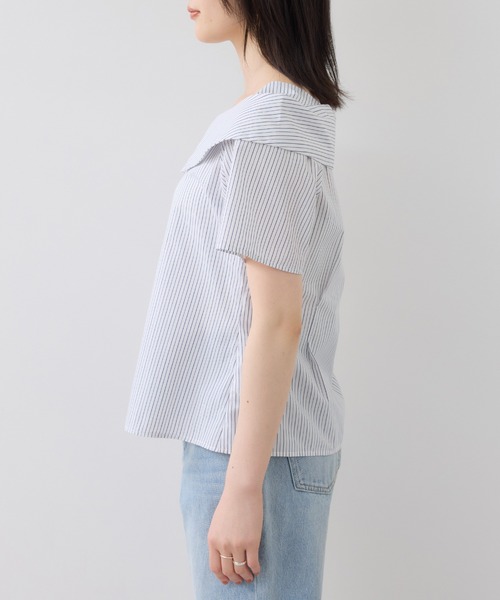 VIS（ビス）の「オフショルライクハーフスリーブブラウス/イージーケア（シャツ/ブラウス・レディース・ブラウン系その他/ブルー系その他4/ホワイト系その他・FREE）」の12枚目の写真