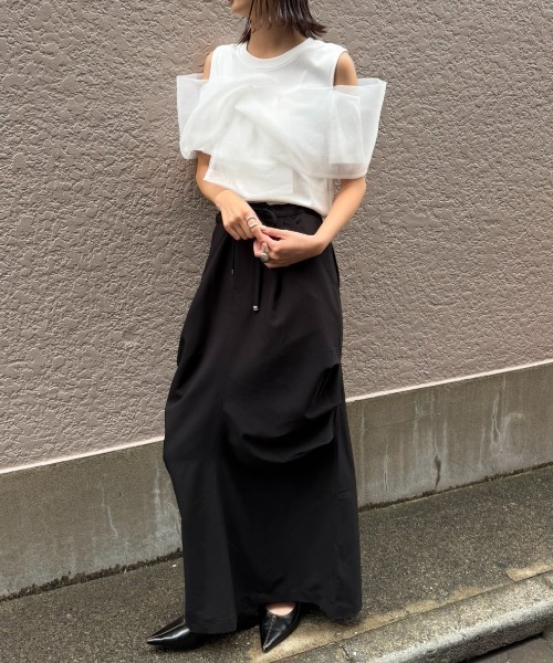 AIC.（エーアイシー）の「オーガンジーレイヤードトップス（Tシャツ/カットソー・レディース・オフホワイト/ブラック・FREE）」の8枚目の写真