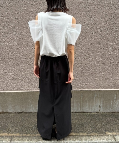 AIC.（エーアイシー）の「オーガンジーレイヤードトップス（Tシャツ/カットソー・レディース・オフホワイト/ブラック・FREE）」の9枚目の写真