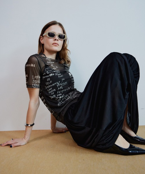 MAISON SPECIAL（メゾンスペシャル）の「Hand Logo Mesh T-Shirt/ハンドロゴメッシュTシャツ（Tシャツ/カットソー・レディース・ブラック/ホワイト/レッド・FREE）」の6枚目の写真