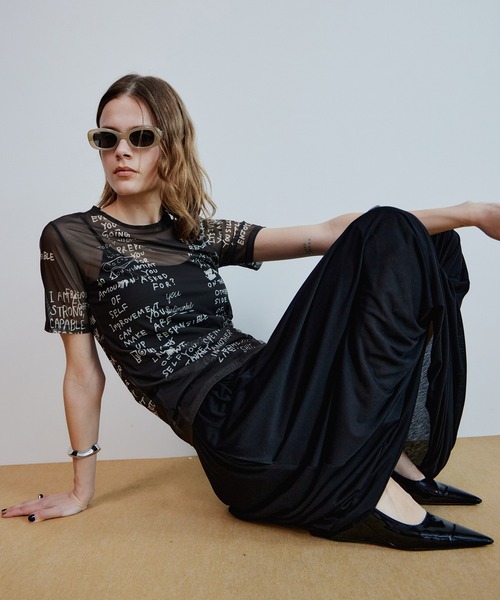 MAISON SPECIAL（メゾンスペシャル）の「Hand Logo Mesh T-Shirt/ハンドロゴメッシュTシャツ（Tシャツ/カットソー・レディース・ブラック/ホワイト/レッド・FREE）」の7枚目の写真
