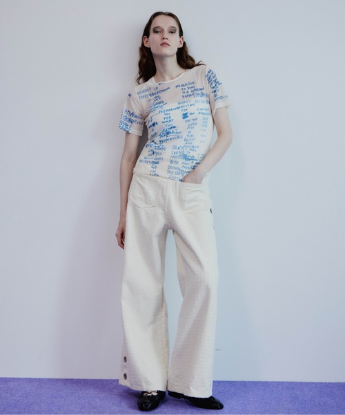 MAISON SPECIAL（メゾンスペシャル）の「Hand Logo Mesh T-Shirt/ハンドロゴメッシュTシャツ（Tシャツ/カットソー・レディース・ブラック/ホワイト/レッド・FREE）」の17枚目の写真