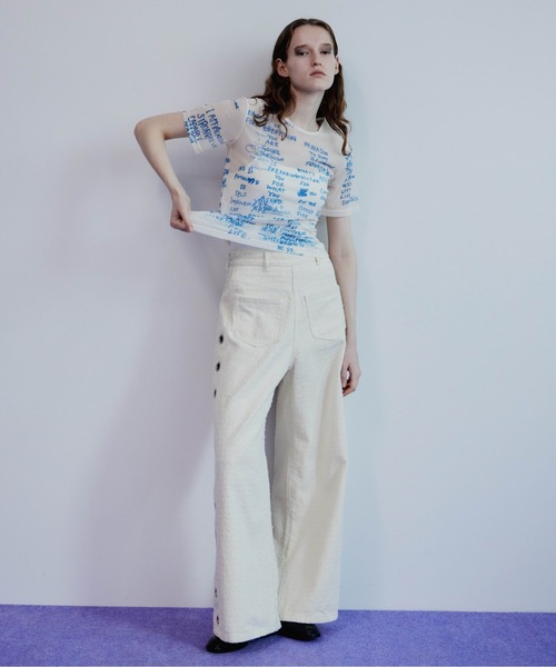 MAISON SPECIAL（メゾンスペシャル）の「Hand Logo Mesh T-Shirt/ハンドロゴメッシュTシャツ（Tシャツ/カットソー・レディース・ブラック/ホワイト/レッド・FREE）」の18枚目の写真