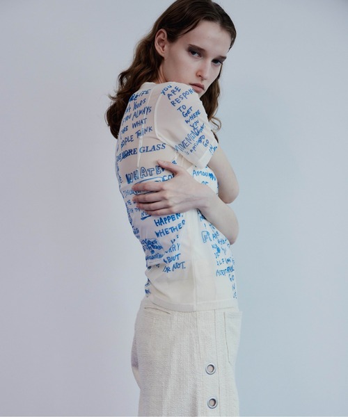 MAISON SPECIAL（メゾンスペシャル）の「Hand Logo Mesh T-Shirt/ハンドロゴメッシュTシャツ（Tシャツ/カットソー・レディース・ブラック/ホワイト/レッド・FREE）」の13枚目の写真