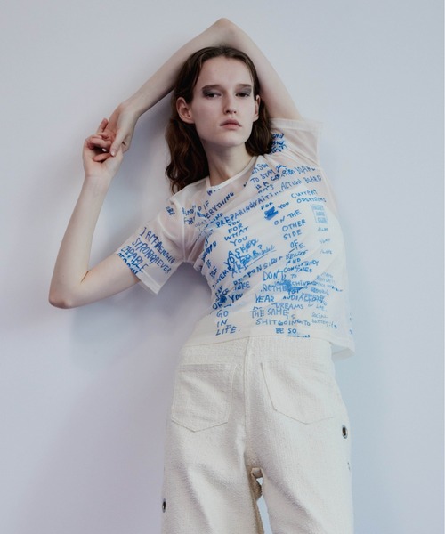 MAISON SPECIAL（メゾンスペシャル）の「Hand Logo Mesh T-Shirt/ハンドロゴメッシュTシャツ（Tシャツ/カットソー・レディース・ブラック/ホワイト/レッド・FREE）」の14枚目の写真