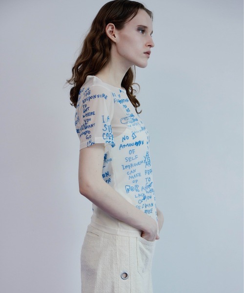 MAISON SPECIAL（メゾンスペシャル）の「Hand Logo Mesh T-Shirt/ハンドロゴメッシュTシャツ（Tシャツ/カットソー・レディース・ブラック/ホワイト/レッド・FREE）」の15枚目の写真