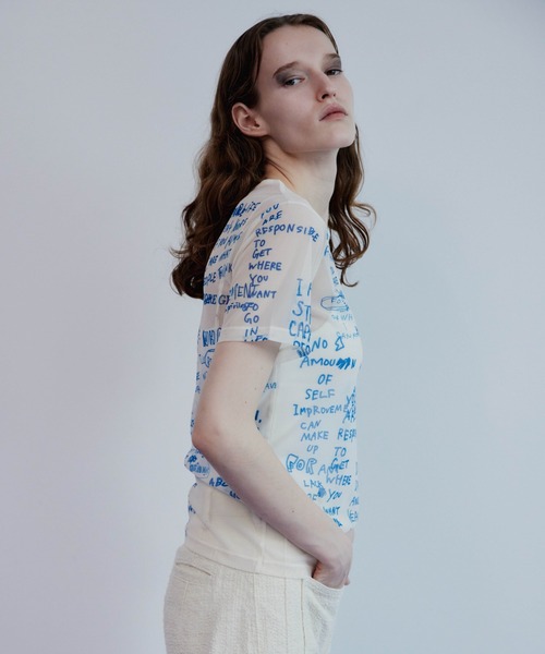 MAISON SPECIAL（メゾンスペシャル）の「Hand Logo Mesh T-Shirt/ハンドロゴメッシュTシャツ（Tシャツ/カットソー・レディース・ブラック/ホワイト/レッド・FREE）」の16枚目の写真
