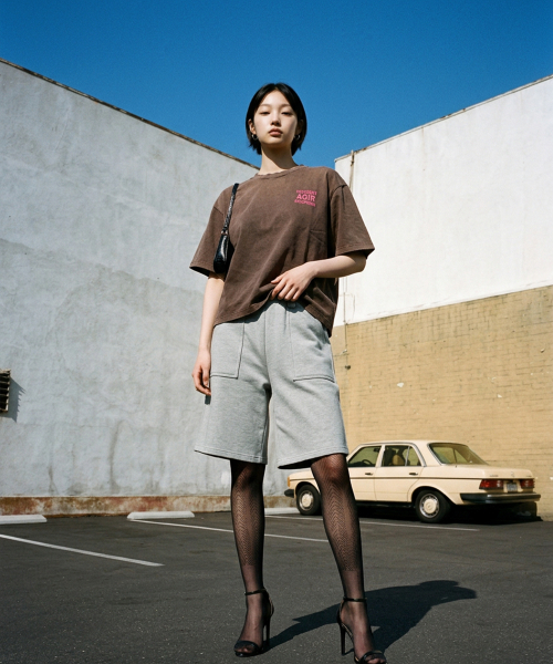 LENGAGEMENT(ランガージュマン)の「Agir Salt Wash Crop Short Sleeve T-Shirt (Mocha)(Tシャツ/カットソー・レディース・モカ・1/2)」の3枚目の写真