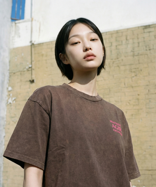 LENGAGEMENT(ランガージュマン)の「Agir Salt Wash Crop Short Sleeve T-Shirt (Mocha)(Tシャツ/カットソー・レディース・モカ・1/2)」の4枚目の写真