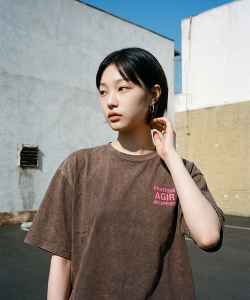LENGAGEMENT(ランガージュマン)の「Agir Salt Wash Crop Short Sleeve T-Shirt (Mocha)(Tシャツ/カットソー・レディース・モカ・1/2)」の5枚目の写真