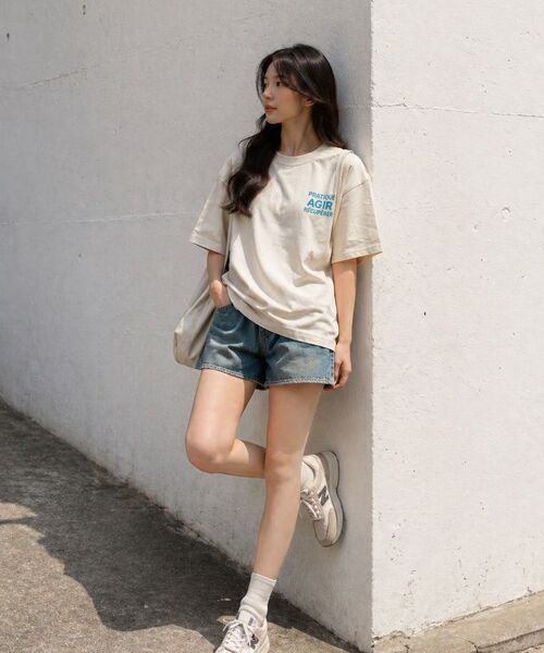 LENGAGEMENT(ランガージュマン)の「Agir Salt Wash Crop Short Sleeve T-Shirt (Mocha)(Tシャツ/カットソー・レディース・モカ・1/2)」の16枚目の写真