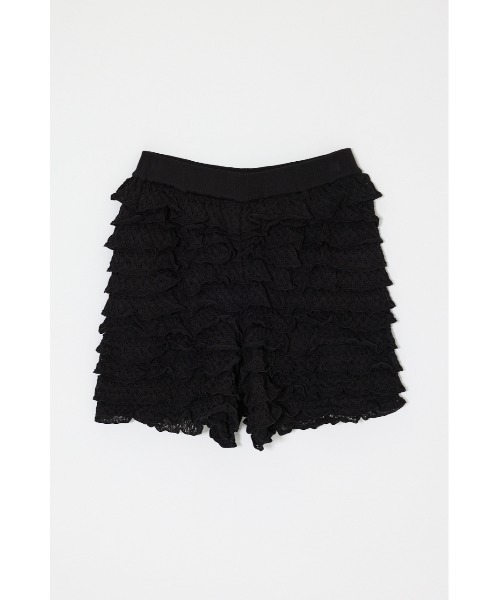 MOUSSY(マウジー)の「FRILL KNITTED ショーツ(その他パンツ・レディース・ブラック/アイボリー・FREE)」の1枚目の写真