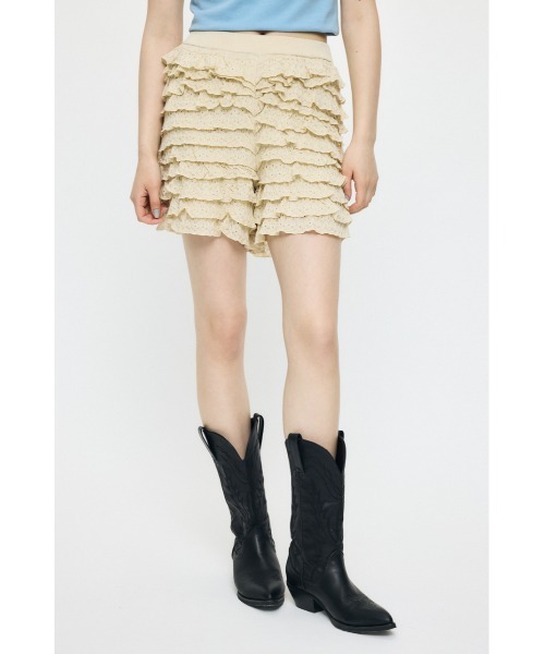 MOUSSY(マウジー)の「FRILL KNITTED ショーツ(その他パンツ・レディース・ブラック/アイボリー・FREE)」の7枚目の写真