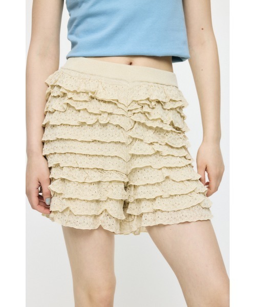 MOUSSY(マウジー)の「FRILL KNITTED ショーツ(その他パンツ・レディース・ブラック/アイボリー・FREE)」の4枚目の写真