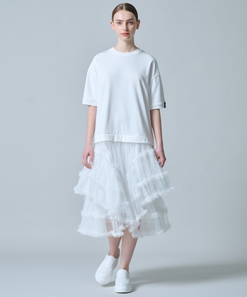 DOUBLE STANDARD CLOTHING(ダブルスタンダードクロージング)の「ドッキングチュールTシャツワンピース(ワンピース・レディース・ブラック/オフホワイト・FREE)」の14枚目の写真