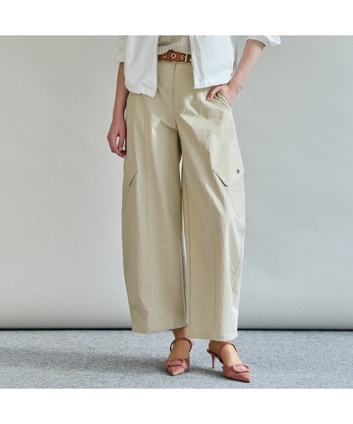 MAXZA(マージャコレクション)の「フラップポケットバックバンディングワイドパンツ(その他パンツ・レディース・チャコール/ベージュ・SM/LL)」の1枚目の写真