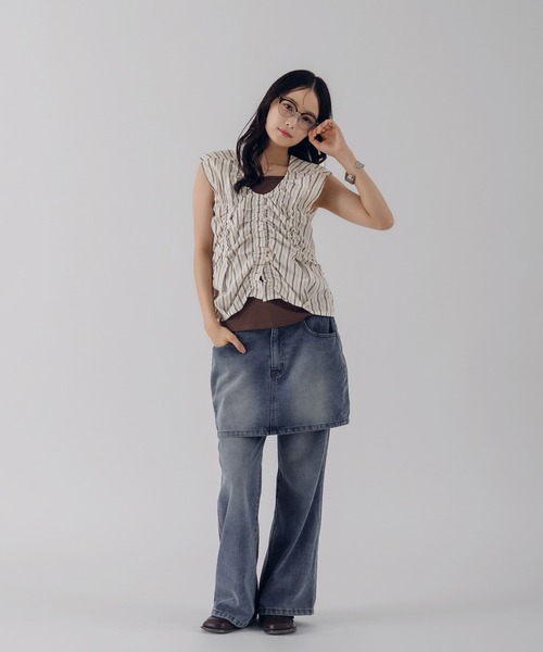 MUHET(ミュエータ)の「sleeveless shirred blouse / ノースリーブシャーリングブラウス(シャツ/ブラウス・レディース・オフホワイト/ブルー/ピンク・FREE)」の11枚目の写真