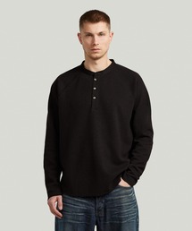 Waffle Henley Relaxed T-Shirt/ワッフルヘンリーネックリラックスロングスリーブTシャツ