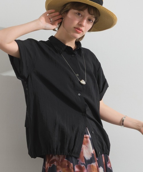 MAFRAIS(マフレ)の「バックレース 5分袖 シャツ(シャツ/ブラウス・レディース・ブラック/オフホワイト・FREE)」の9枚目の写真