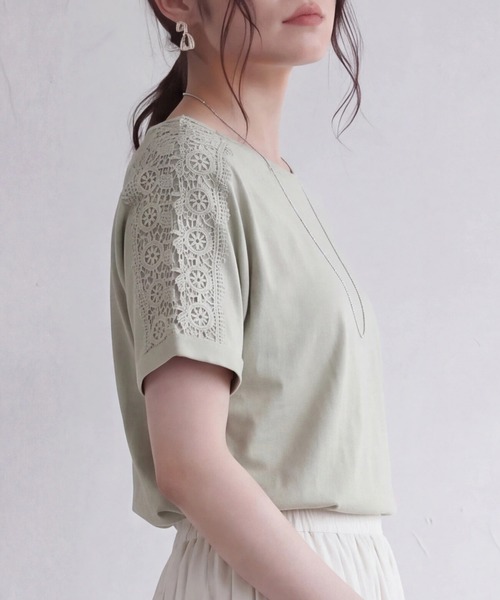 SELECT LEVERY(セレクトリベリー)の「肩レースTシャツ(Tシャツ/カットソー・レディース・ミント/ブラック/オフホワイト・LARGE/MEDIUM)」の13枚目の写真