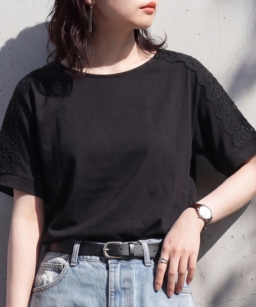 SELECT LEVERY(セレクトリベリー)の「肩レースTシャツ(Tシャツ/カットソー・レディース・ミント/ブラック/オフホワイト・LARGE/MEDIUM)」の15枚目の写真