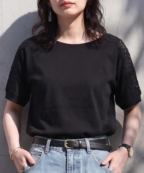 SELECT LEVERY(セレクトリベリー)の「肩レースTシャツ(Tシャツ/カットソー・レディース・ミント/ブラック/オフホワイト・LARGE/MEDIUM)」の16枚目の写真