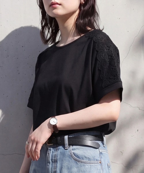 SELECT LEVERY(セレクトリベリー)の「肩レースTシャツ(Tシャツ/カットソー・レディース・ミント/ブラック/オフホワイト・LARGE/MEDIUM)」の18枚目の写真