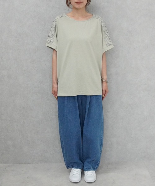 SELECT LEVERY(セレクトリベリー)の「肩レースTシャツ(Tシャツ/カットソー・レディース・ミント/ブラック/オフホワイト・LARGE/MEDIUM)」の20枚目の写真