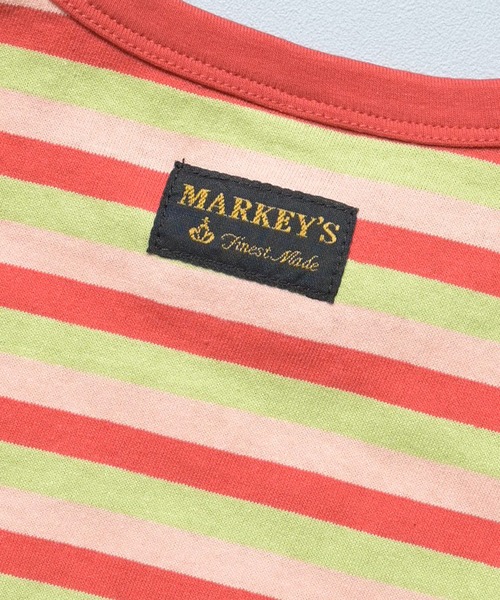 MARKEY'S(マーキーズ)の「先染めボーダーリンガーTシャツ(Tシャツ/カットソー・キッズ・チャコール/グリーン系その他/レッド系その他・150/140/130/120/110/100/95/90/80)」の18枚目の写真
