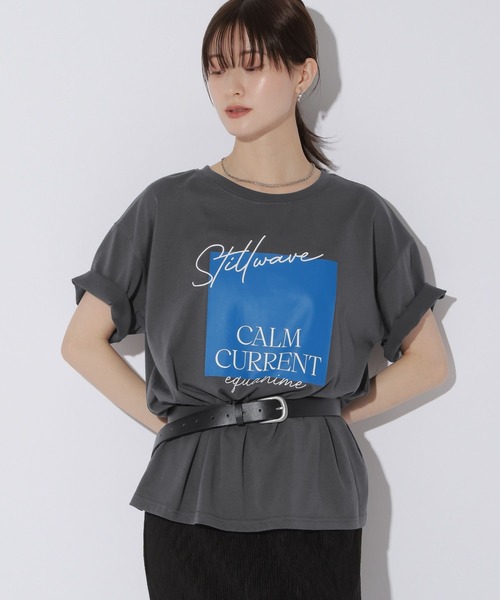 LAKOLE(ラコレ)の「<接触冷感>カラーパネルロゴプリントT / 1018058(Tシャツ/カットソー・レディース・イエロー/オフホワイト/チャコール・FREE)」の21枚目の写真