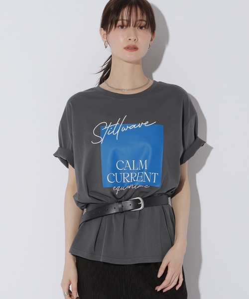 LAKOLE(ラコレ)の「<接触冷感>カラーパネルロゴプリントT / 1018058(Tシャツ/カットソー・レディース・イエロー/オフホワイト/チャコール・FREE)」の20枚目の写真