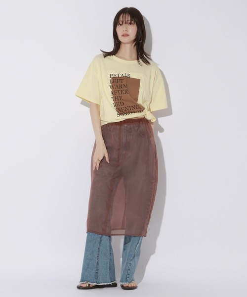 LAKOLE(ラコレ)の「<接触冷感>カラーパネルロゴプリントT / 1018058(Tシャツ/カットソー・レディース・イエロー/オフホワイト/チャコール・FREE)」の19枚目の写真