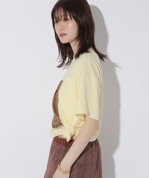 LAKOLE(ラコレ)の「<接触冷感>カラーパネルロゴプリントT / 1018058(Tシャツ/カットソー・レディース・イエロー/オフホワイト/チャコール・FREE)」の16枚目の写真