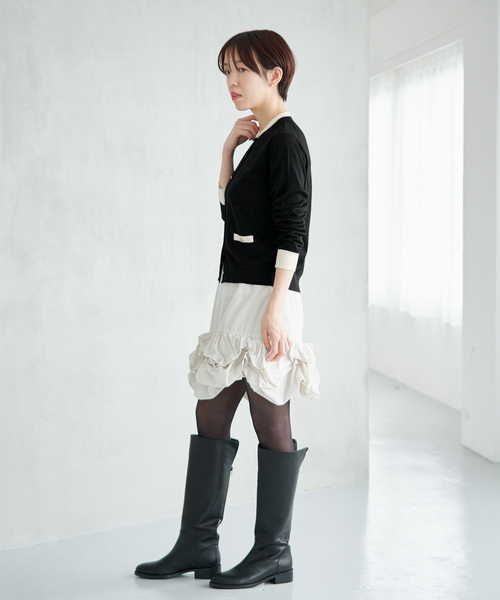 IENA(イエナ)の「《/手洗い可/アンサンブル対応》ARKABA クルーカーディガン(カーディガン/ボレロ・レディース・レッド/ブラウン/ブラック・FREE)」の7枚目の写真