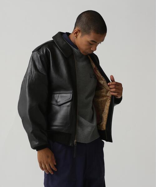 AVIREX(アヴィレックス)の「A-2 FLIGHT JACKET ANTIQUE LAMB / A-2 フライトジャケット アンティークラム / AVIREX / アヴィレックス(ミリタリージャケット・メンズ・ブラック・38/36)」の2枚目の写真
