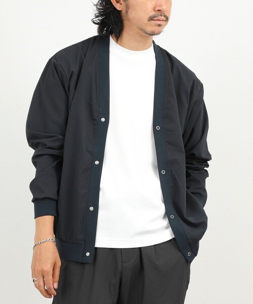 NOLLEY’S(ノーリーズ)の「DotAir サッカーカーディガン 26SS(カーディガン/ボレロ・メンズ・カーキ/ネイビー/ブラック・M/L/S/XL)」の4枚目の写真