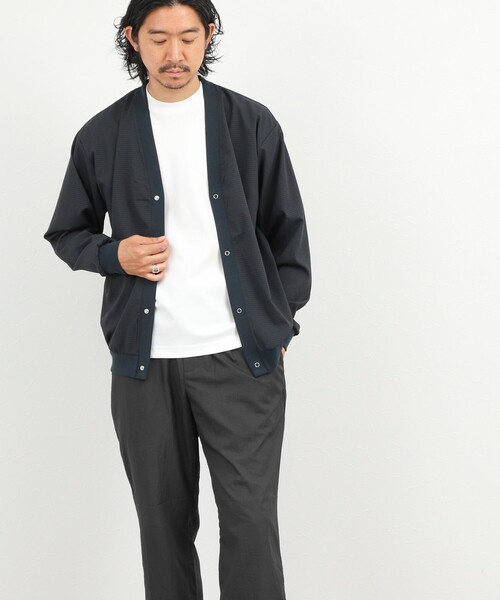 NOLLEY’S(ノーリーズ)の「DotAir サッカーカーディガン 26SS(カーディガン/ボレロ・メンズ・カーキ/ネイビー/ブラック・M/L/S/XL)」の5枚目の写真