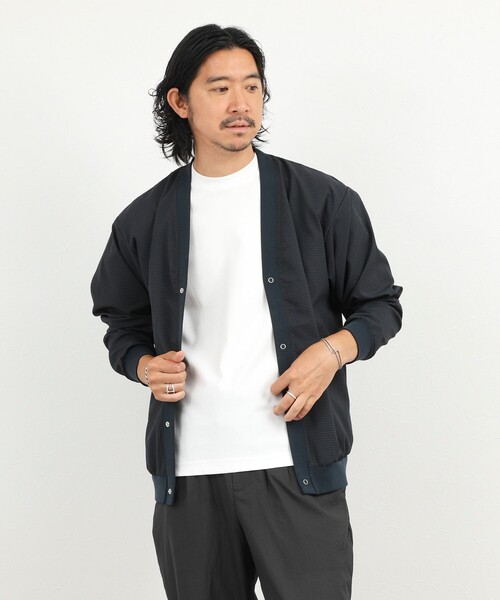 NOLLEY’S(ノーリーズ)の「DotAir サッカーカーディガン 26SS(カーディガン/ボレロ・メンズ・カーキ/ネイビー/ブラック・M/L/S/XL)」の6枚目の写真