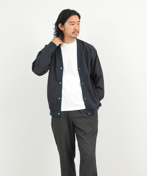 NOLLEY’S(ノーリーズ)の「DotAir サッカーカーディガン 26SS(カーディガン/ボレロ・メンズ・カーキ/ネイビー/ブラック・M/L/S/XL)」の8枚目の写真