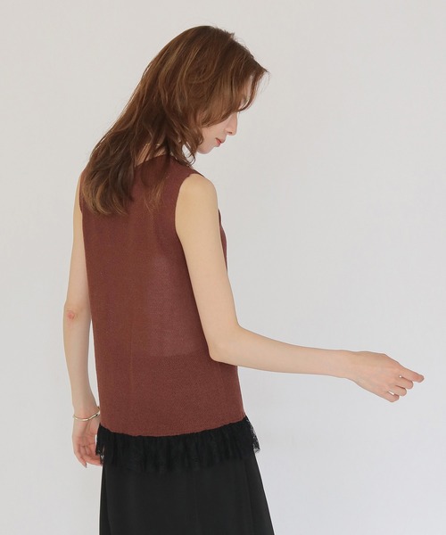 CLEIO(クレイオ)の「【CLEIO】レースドッキングニット LACE DOCKING KNIT TOPS(Tシャツ/カットソー・レディース・ブラウン/ベージュ/ブラック/アイボリー/ライトグリーン・FREE)」の12枚目の写真