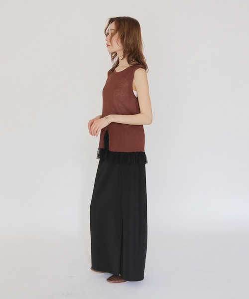 CLEIO(クレイオ)の「【CLEIO】レースドッキングニット LACE DOCKING KNIT TOPS(Tシャツ/カットソー・レディース・ブラウン/ベージュ/ブラック/アイボリー/ライトグリーン・FREE)」の17枚目の写真