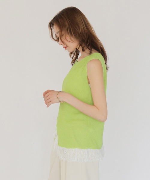 CLEIO(クレイオ)の「【CLEIO】レースドッキングニット LACE DOCKING KNIT TOPS(Tシャツ/カットソー・レディース・ブラウン/ベージュ/ブラック/アイボリー/ライトグリーン・FREE)」の22枚目の写真