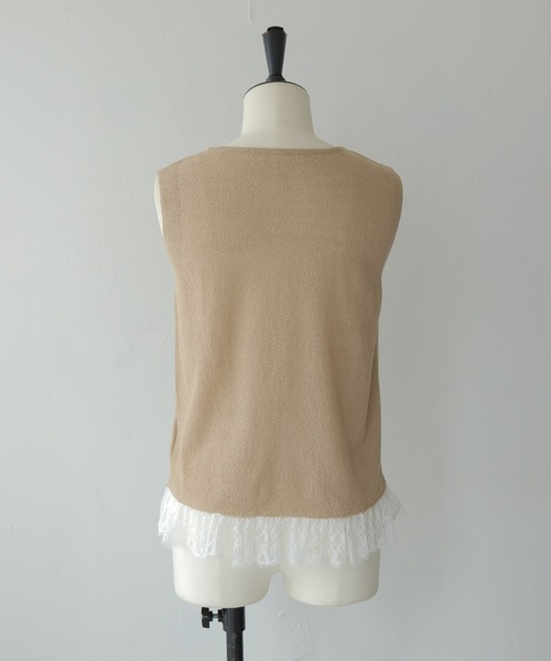 CLEIO(クレイオ)の「【CLEIO】レースドッキングニット LACE DOCKING KNIT TOPS(Tシャツ/カットソー・レディース・ブラウン/ベージュ/ブラック/アイボリー/ライトグリーン・FREE)」の6枚目の写真