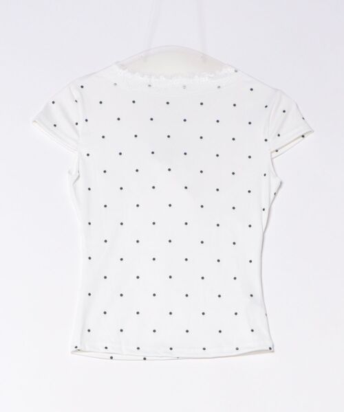 AsheKsha（アシクシャ）の「ドット柄レースのVネックトップス（Tシャツ/カットソー・レディース・ホワイト・M）」の5枚目の写真