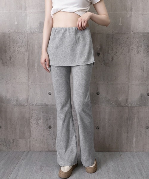 Miniministore(ミニミニストア)の「ラップスカート付きセミフレアパンツ韓国風(スウェットパンツ・レディース・ライトグレー/ブラック/グレー/ダークグレー・FREE)」の15枚目の写真