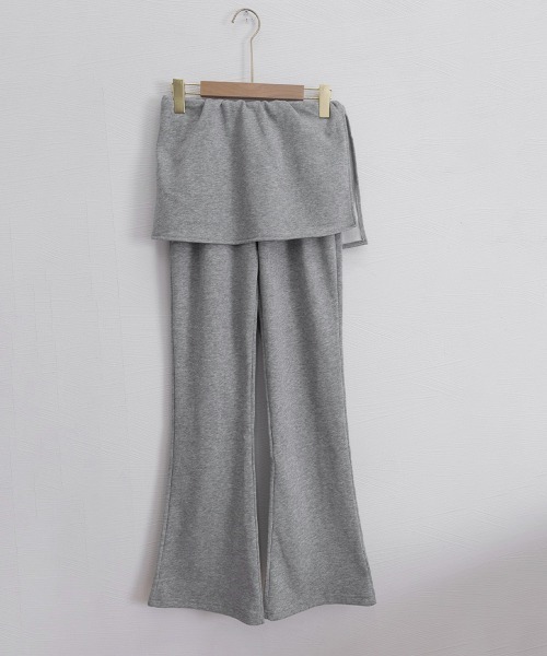 Miniministore(ミニミニストア)の「ラップスカート付きセミフレアパンツ韓国風(スウェットパンツ・レディース・ライトグレー/ブラック/グレー/ダークグレー・FREE)」の12枚目の写真