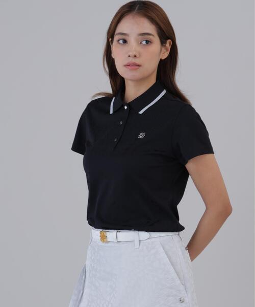 St ANDREWS(セントアンドリュース)の「【St ANDREWS】千鳥レオパードジャガード半袖ポロシャツ (WOMENS)(ポロシャツ・レディース・ホワイト/ブラック・M/S/L)」の2枚目の写真